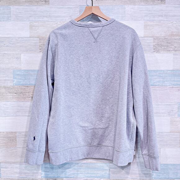 POLO Ralph Lauren Applique Logo Sweatshirt Gray Crewneck Cotton Blend Mens XL - Picture 5 of 11